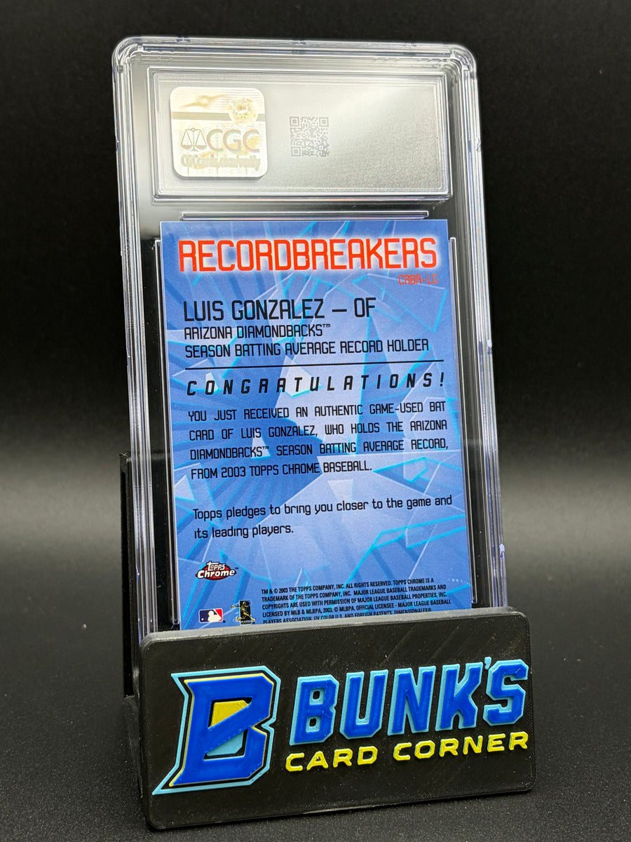 2003 Luis Gonzalez Record Breakers Relics Topps Chrome CGC 10