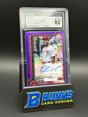 2025 Rece Hinds Purple Refractor Rookie Debut Auto CGC AU Auto 10 RC 219/250
