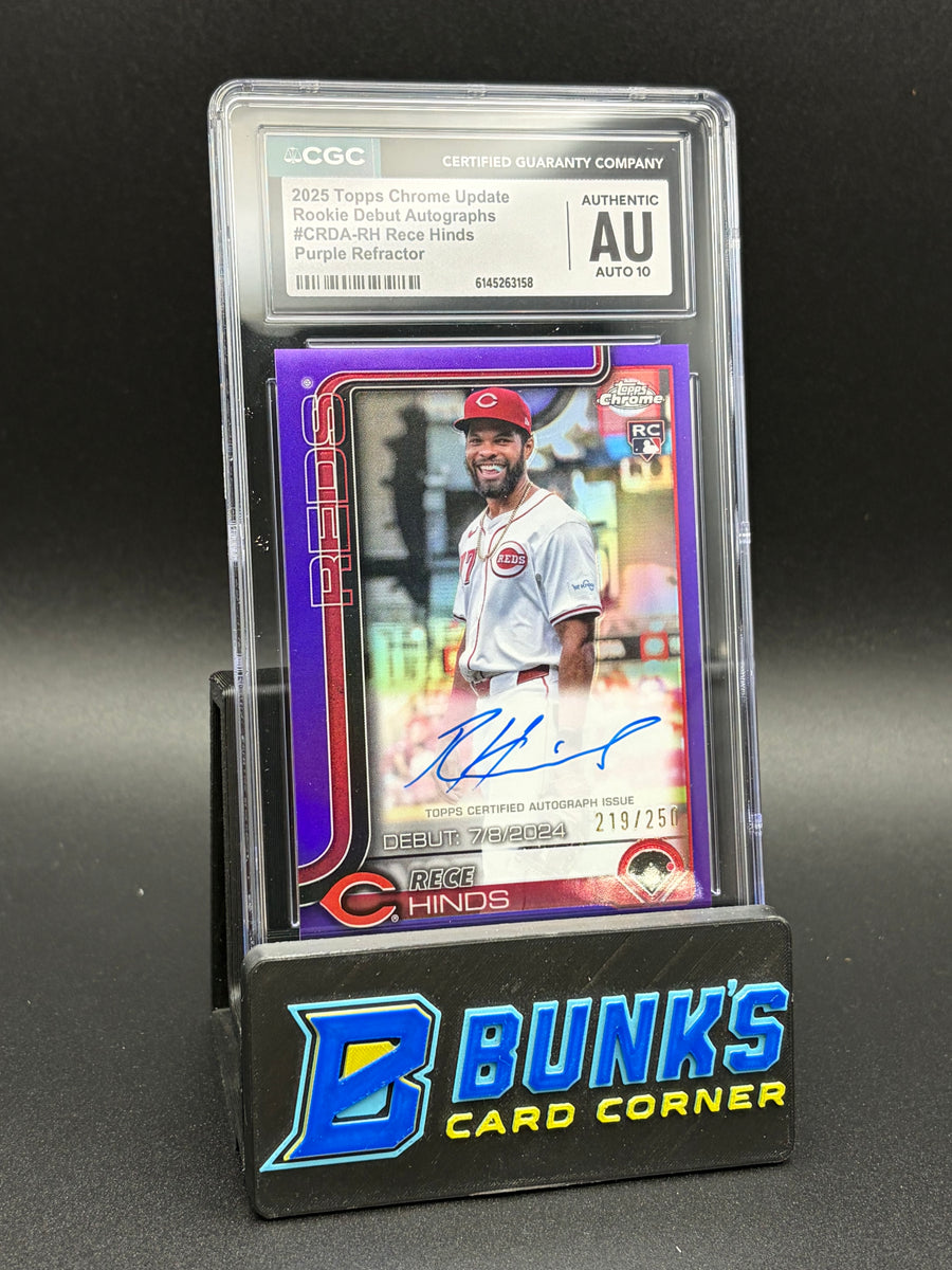 2025 Rece Hinds Purple Refractor Rookie Debut Auto CGC AU Auto 10 RC 219/250