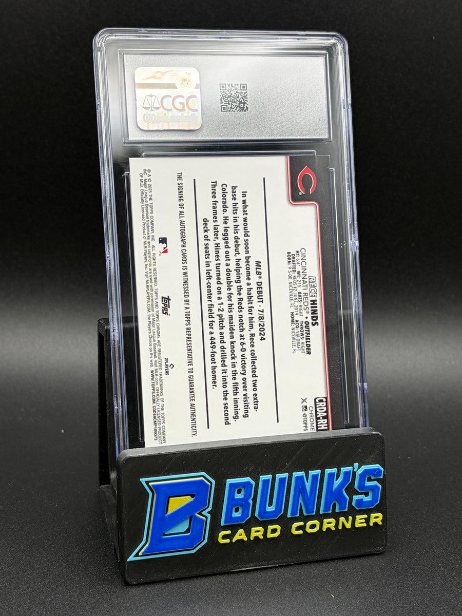 2025 Rece Hinds Purple Refractor Rookie Debut Auto CGC AU Auto 10 RC 219/250