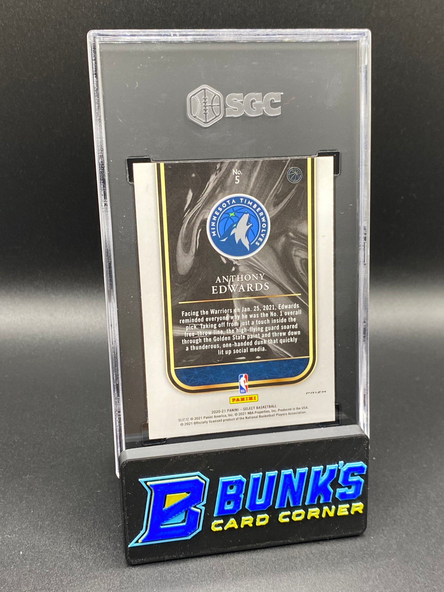 2020-21 Anthony Edwards Rookie Selections Blue Prizm SGC 9.5