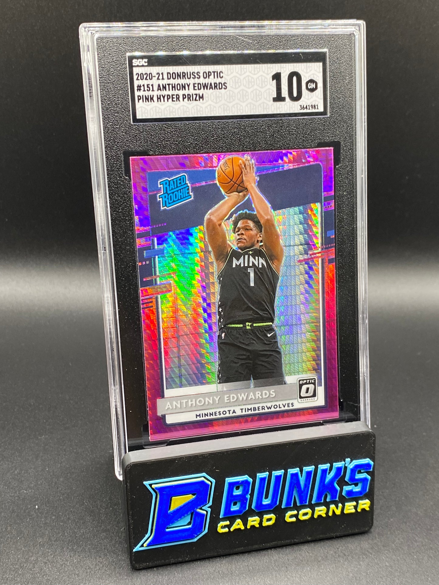2020-21 Anthony Edwards Pink Hyper Prizm SGC 10