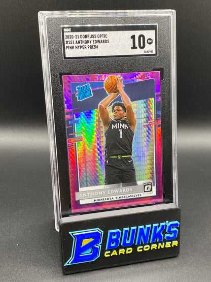 2020-21 Anthony Edwards Pink Hyper Prizm SGC 10