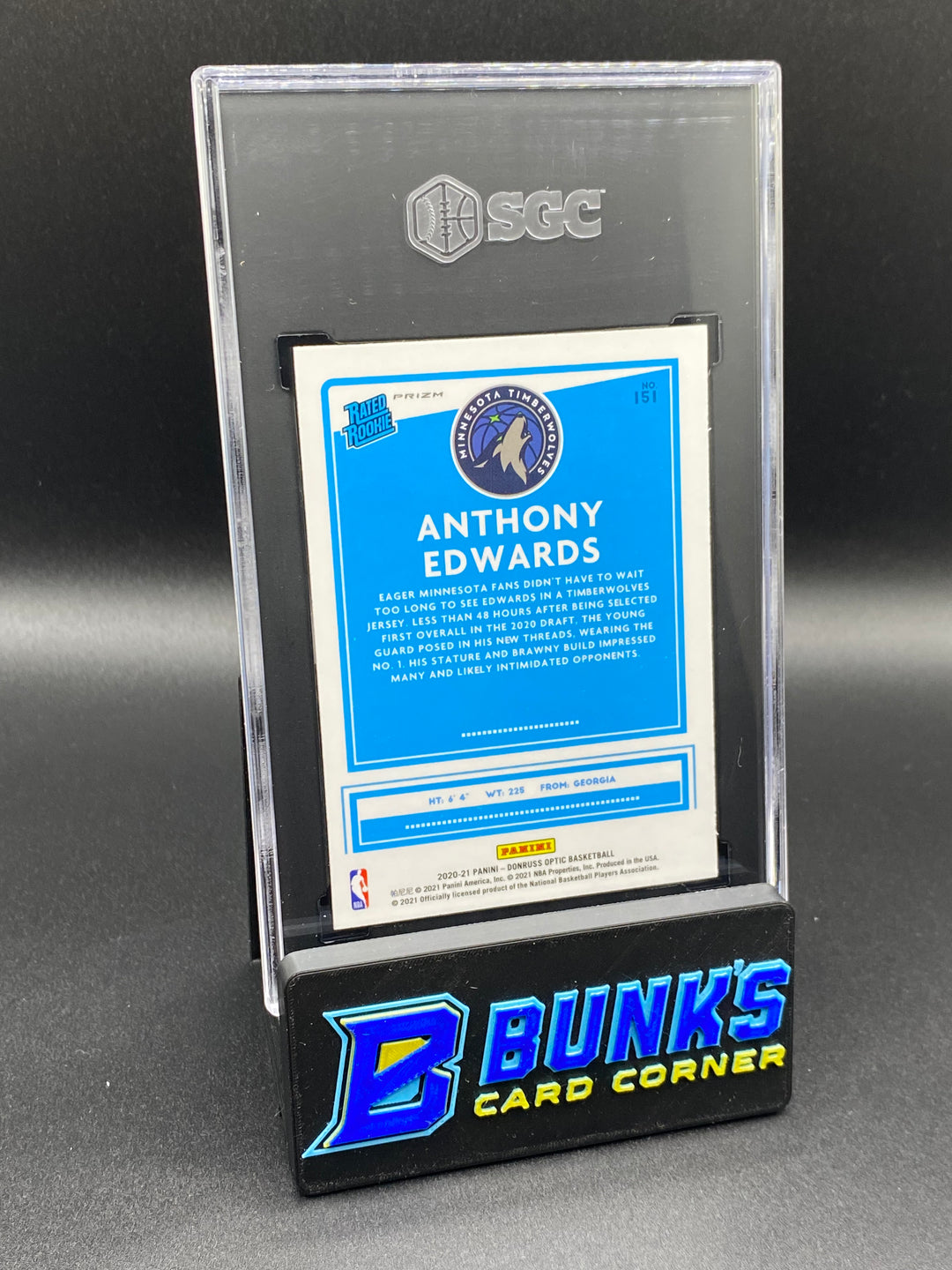 2020-21 Anthony Edwards Pink Hyper Prizm SGC 10