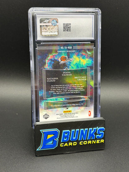 2024 Natasha Cloud & Diana Taurasi & Brittney Griner Triple Auto Panini Origins CGC AU Auto 9