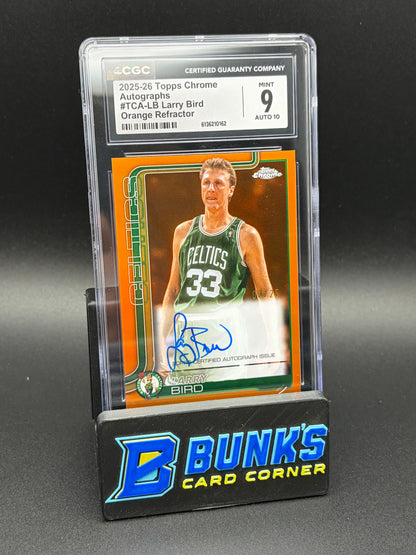 2025-26 Larry Bird Orange Refractor Auto Chrome CGC 9 Auto 10 7/25