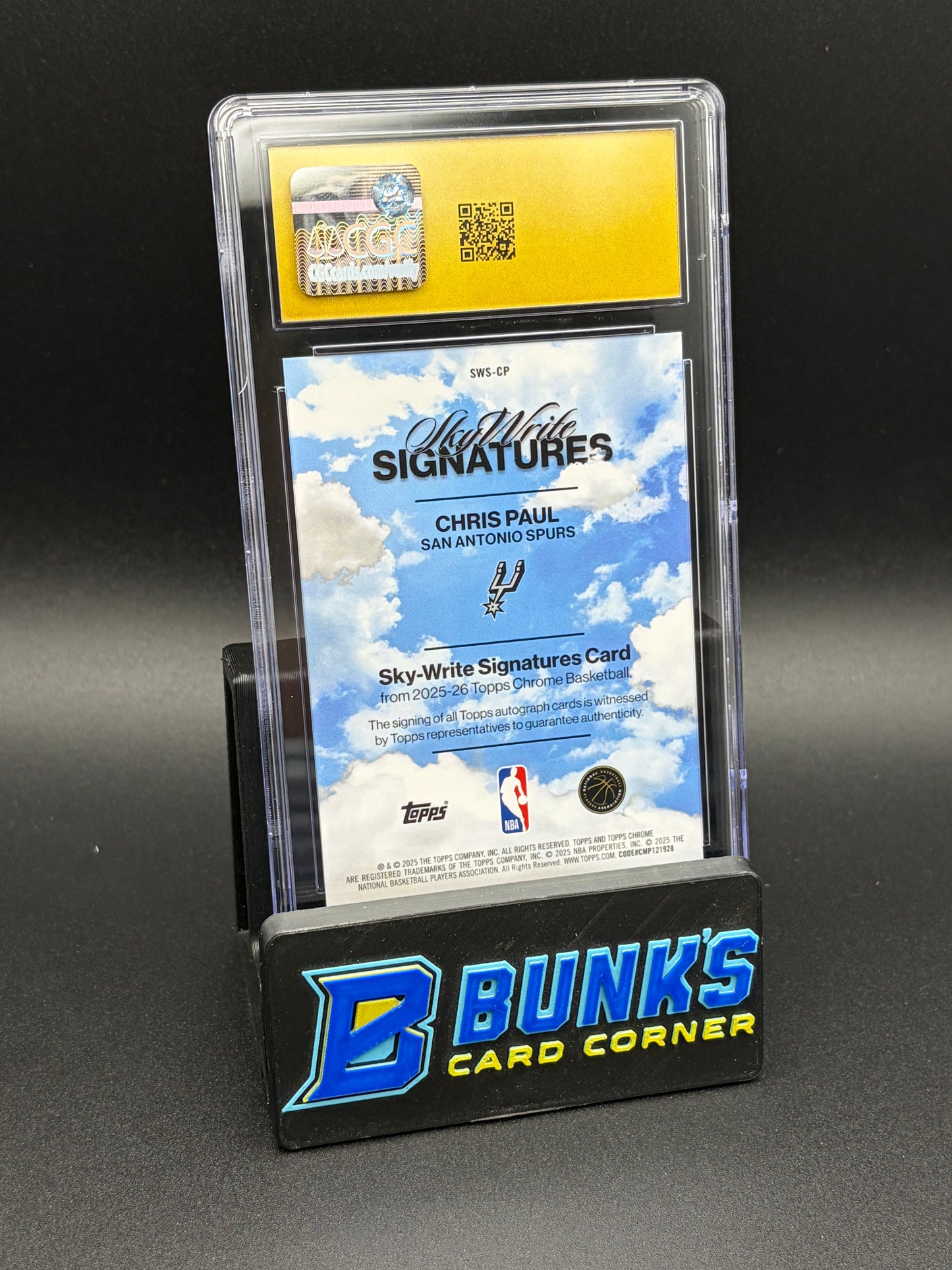2025-26 Chris Paul Blue Refractor Sky Write Signatures Topps Chrome CGC Pristine 10 75/150 Auto 10