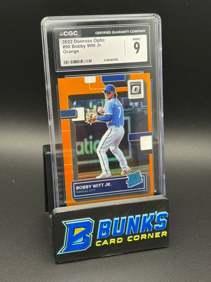 2022 Bobby Witt Jr Orange Donruss Optic CGC 9 RC 99/125