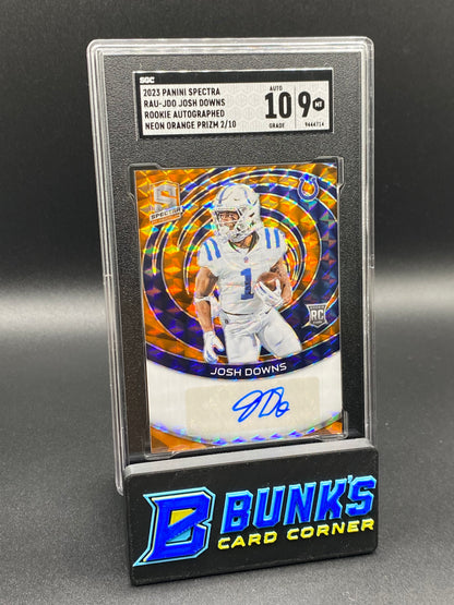 2023 Josh Downs Rookie Auto. Neon Orange Prizm 2/10 SGC 10/9