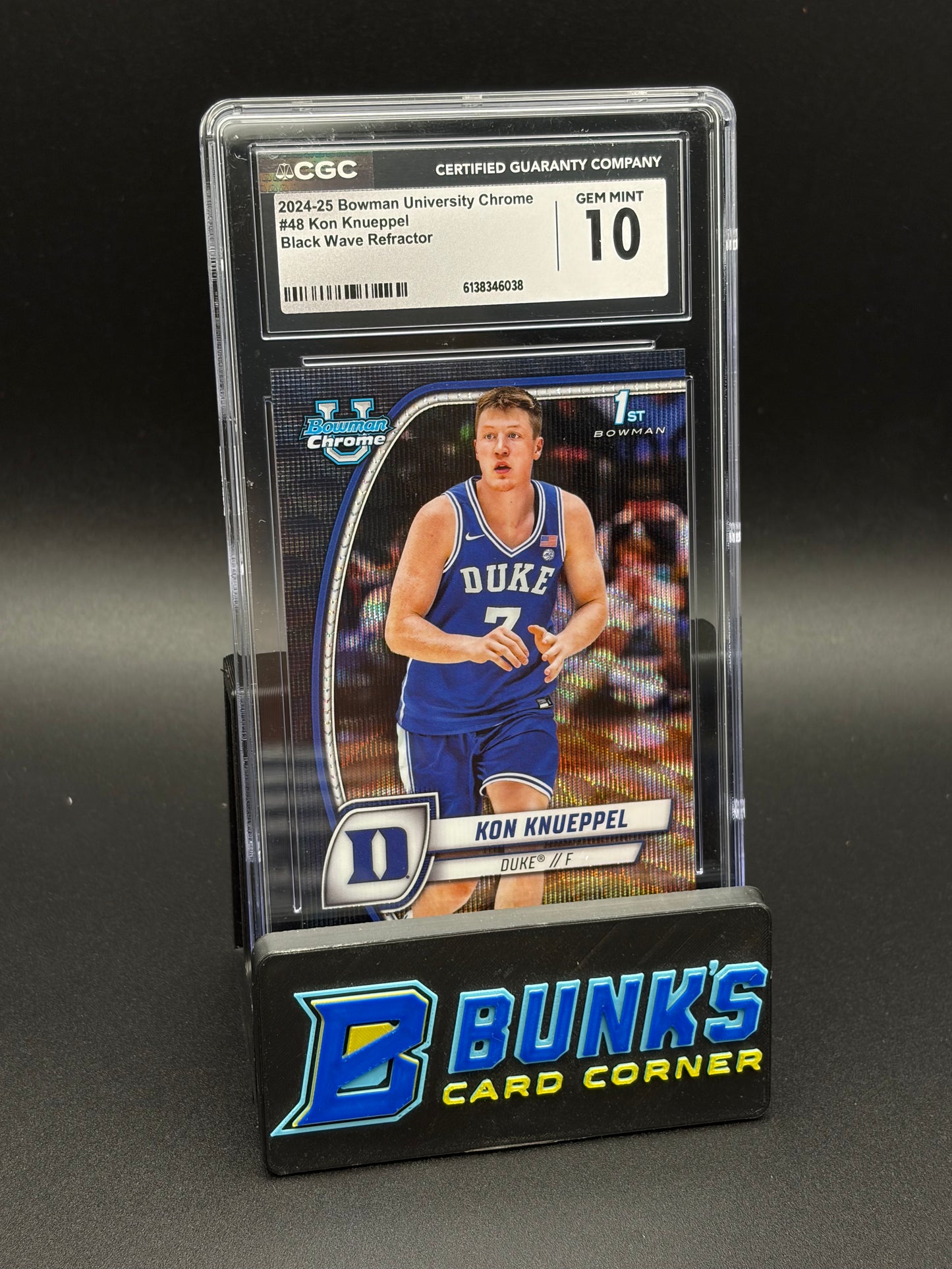 2024-25 Kon Knueppel Black Wave Refractor Bowman University CGC 10