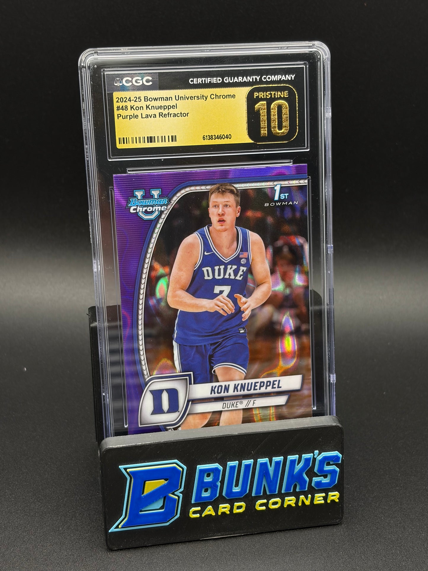 2024-25 Kon Knueppel Purple Lava Refractor Bowman University CGC 10