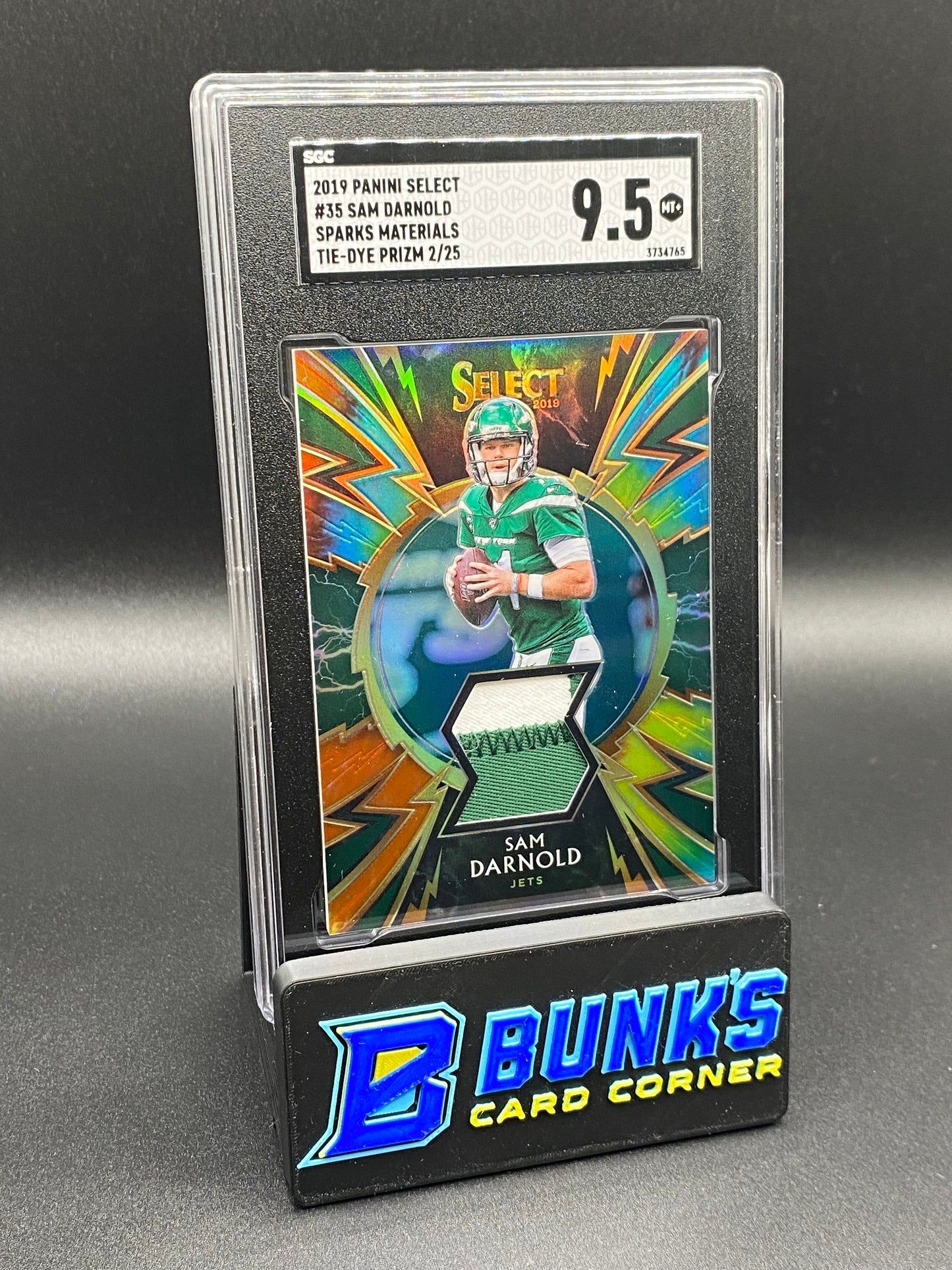 2019 Sam Darnold Sparks Materials Tie-Dye Prizm 2/25 SGC 9.5