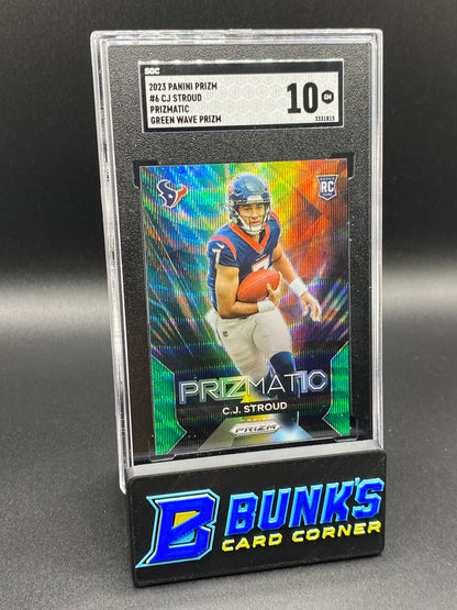 2023 CJ Stroud Prizmatic Green Wave Prizm SGC 10