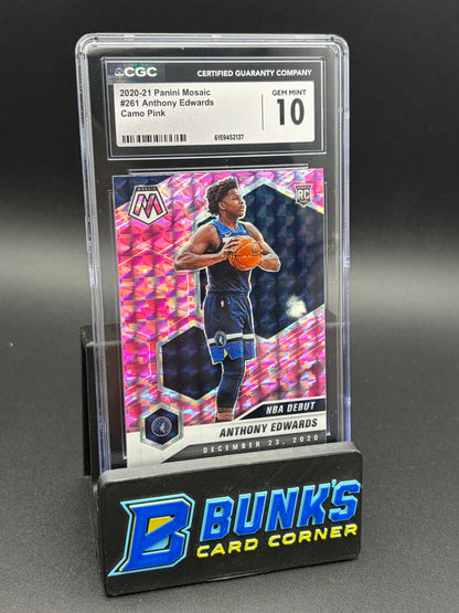 2020-21 Anthony Edwards Camo Pink Mosaic CGC 10 RC