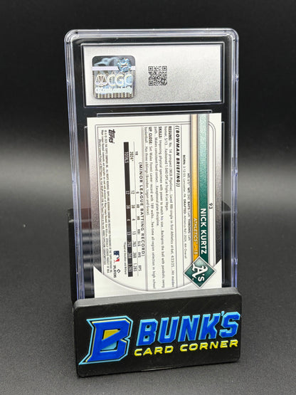 2025 Nick Kurtz Yellow Bowman Chrome Mega Box CGC 10 RC 3/75