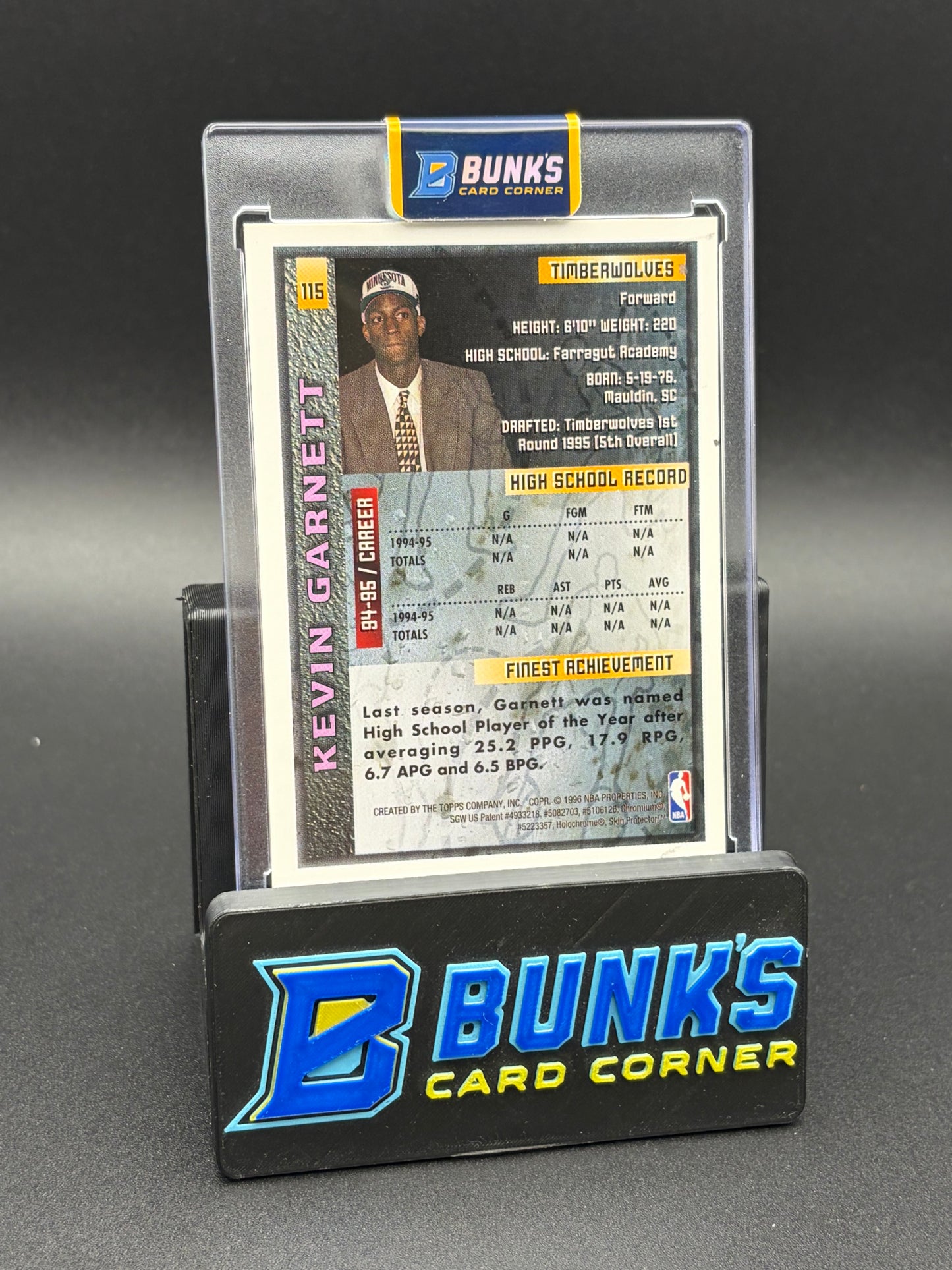 1996 Kevin Garnett Topps Finest