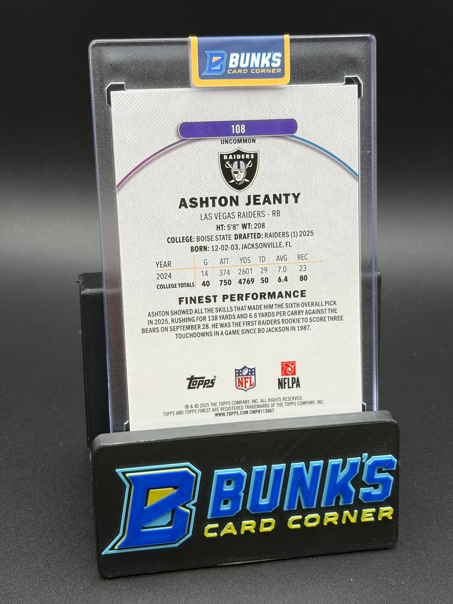 2025 Ashton Jeanty Finest Performance RC 238/250