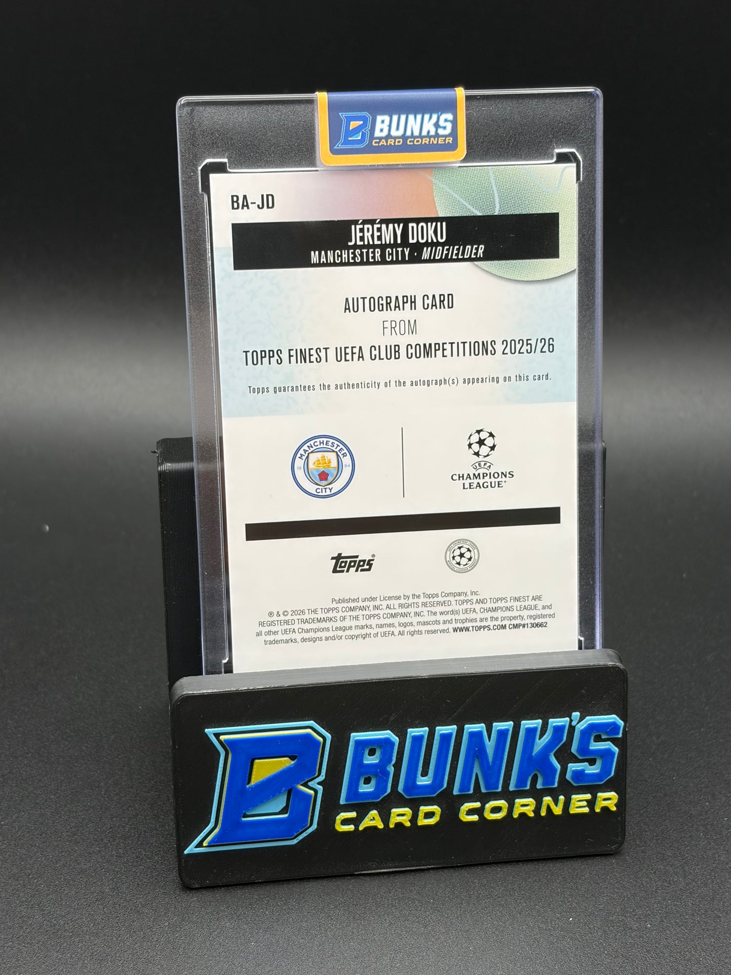 2026 Jeremy Doku Auto Topps Finest UEFA Club Competition