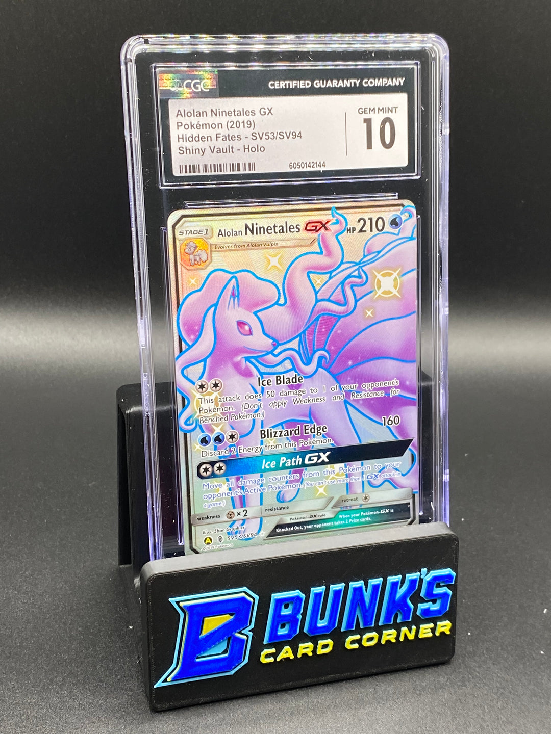 2019 Alolan Ninetales gx Shiny Vault Hidden Fates CGC 10