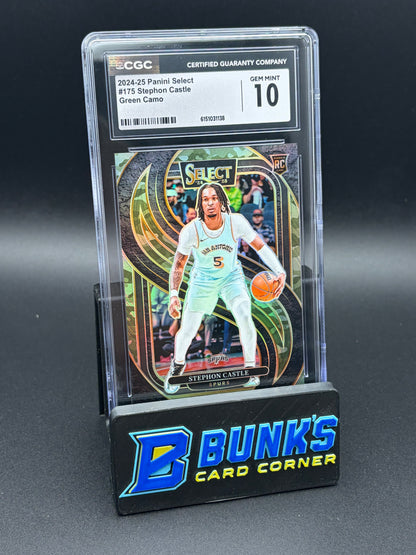 2024-25 Stephon Castle Green Camo Panini Select CGC 10 RC 118/125