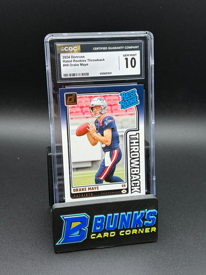 2024 Drake Maye Rated Rookies Throwback Donruss CGC 10 RC