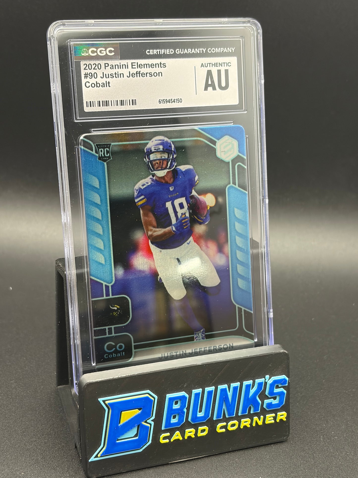 2020 Justin Jefferson Cobalt Panini Elements CGC AU RC 26/27