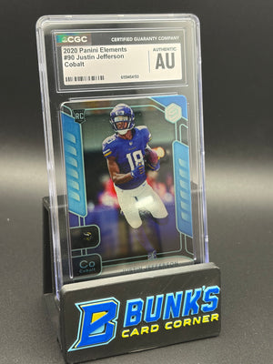 2020 Justin Jefferson Cobalt Panini Elements CGC AU RC 26/27