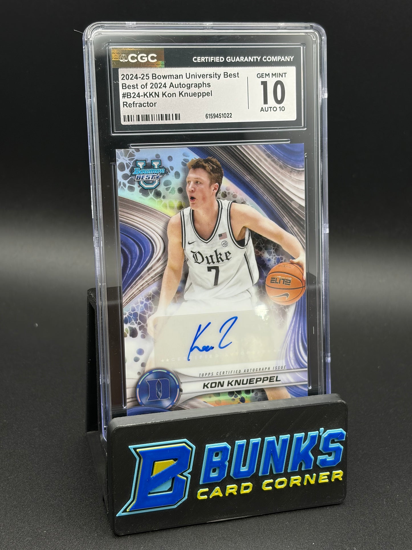 2024-25 Kon Knueppel Refractor Auto Bowman Uni CGC 10 Auto 10 10/10