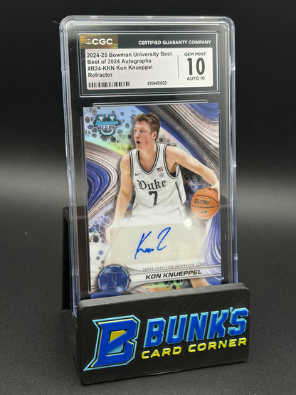 2024-25 Kon Knueppel Refractor Auto Bowman Uni CGC 10 Auto 10 10/10