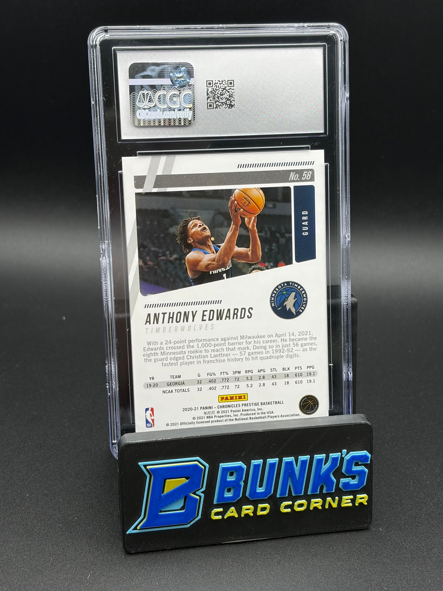 2020-21 Anthony Edwards Green Prestige Chronicles CGC 10 RC
