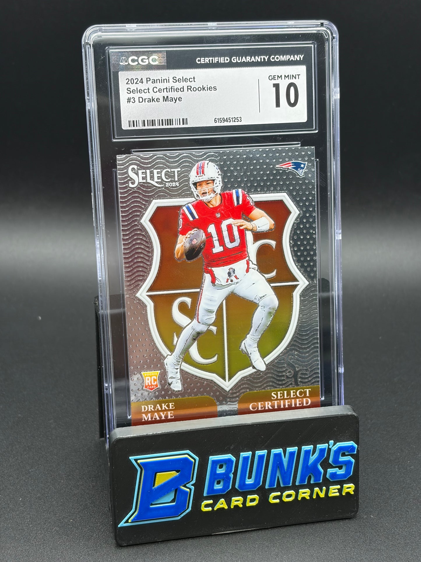 2024 Drake Maye Select Certified Rookie Select CGC 10