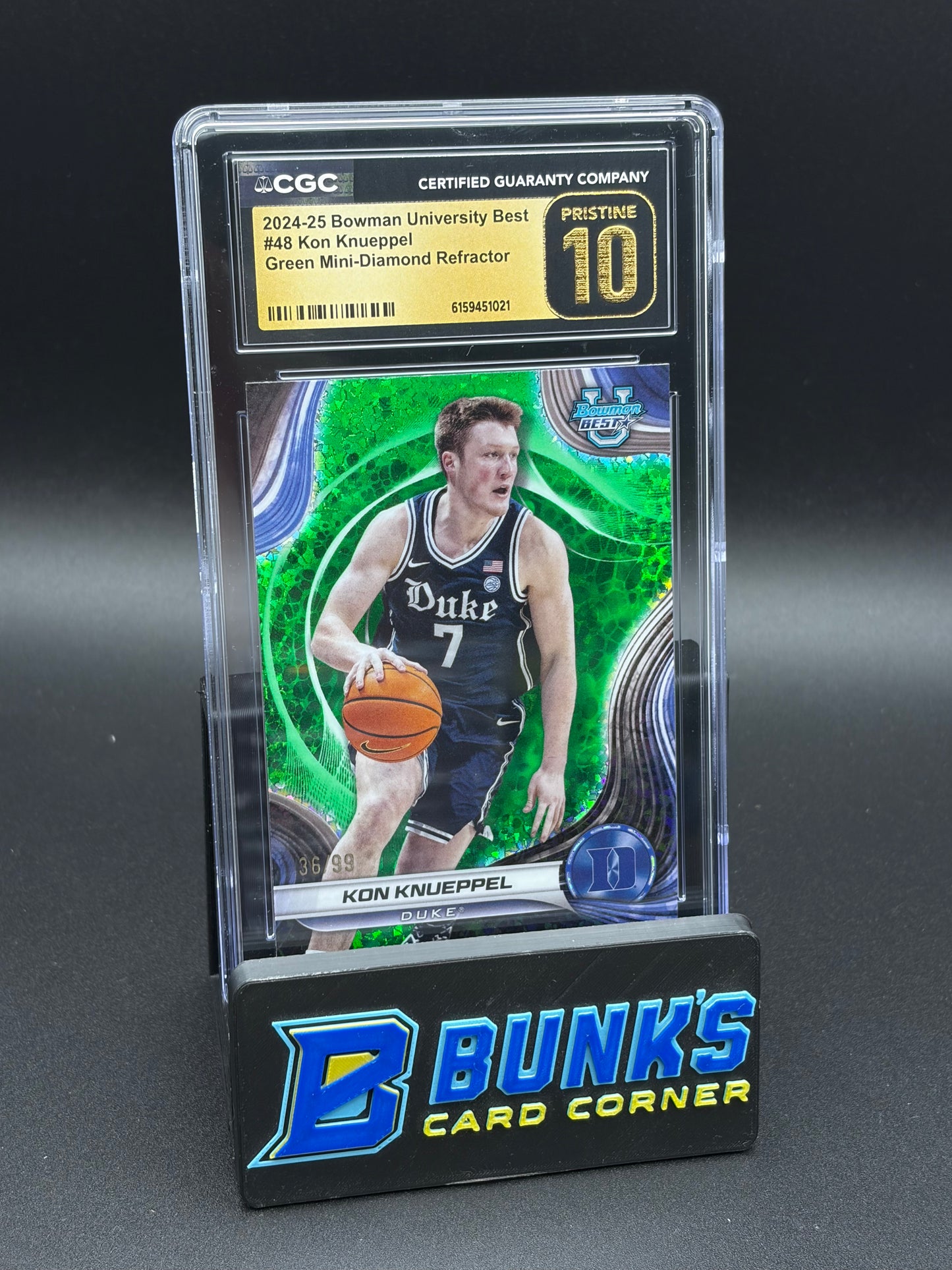 2024-25 Kon Knueppel Green Mini Diamond Refractor CGC Pristine 10 36/99