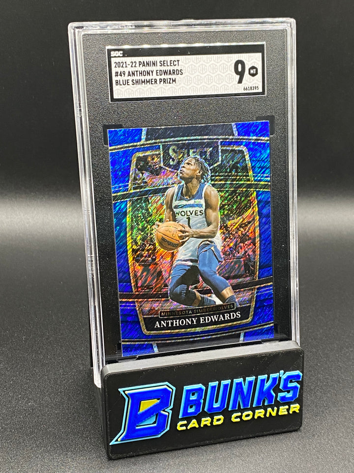 2021-22 Anthony Edwards Blue Shimmer Prizm SGC 9