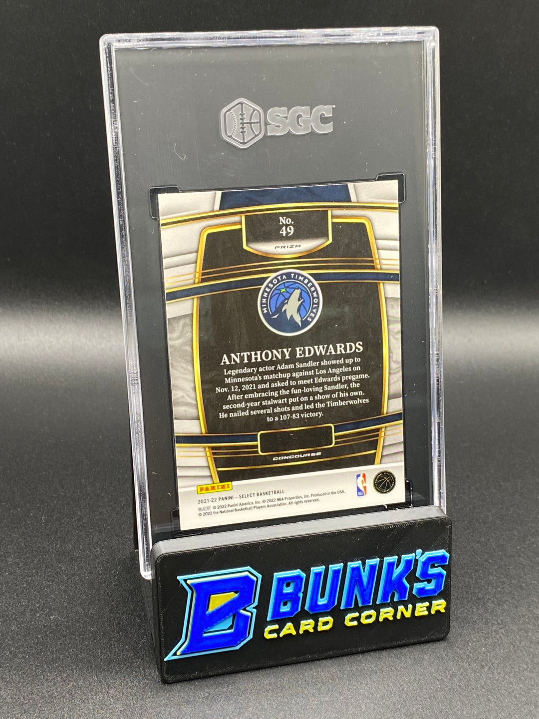 2021-22 Anthony Edwards Blue Shimmer Prizm SGC 9