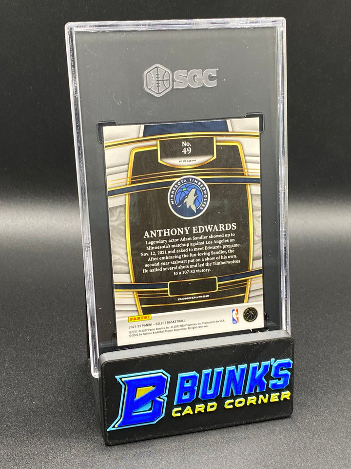 2021-22 Anthony Edwards Blue Shimmer Prizm SGC 9