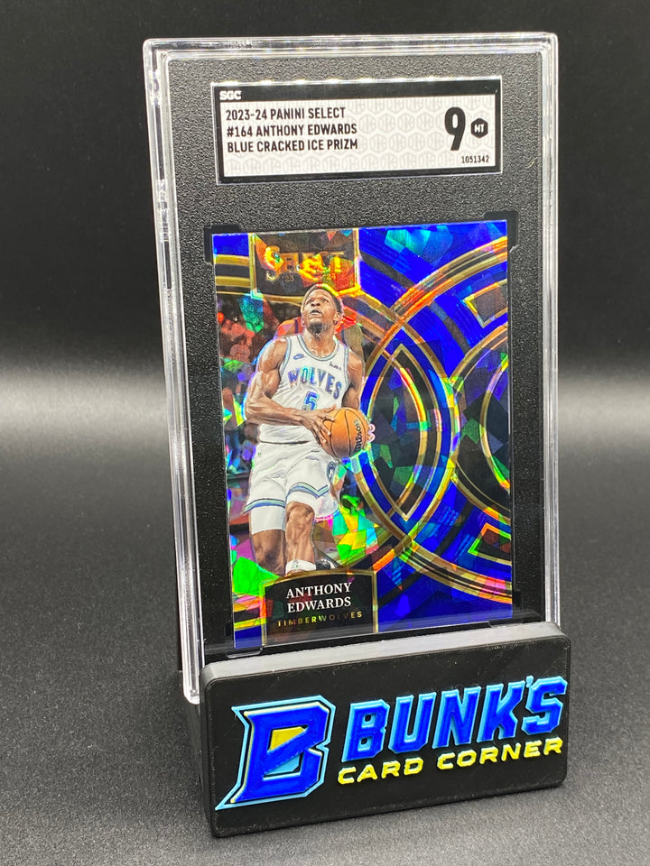2023-24 Anthony Edwards Blue Cracked Ice Prizm SGC 9