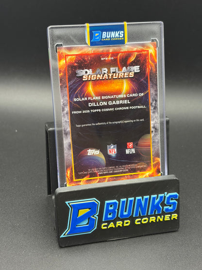 2025 Dillon Gabriel Topps Chrome Solar Flare Auto Gold Velocity RC 23/50