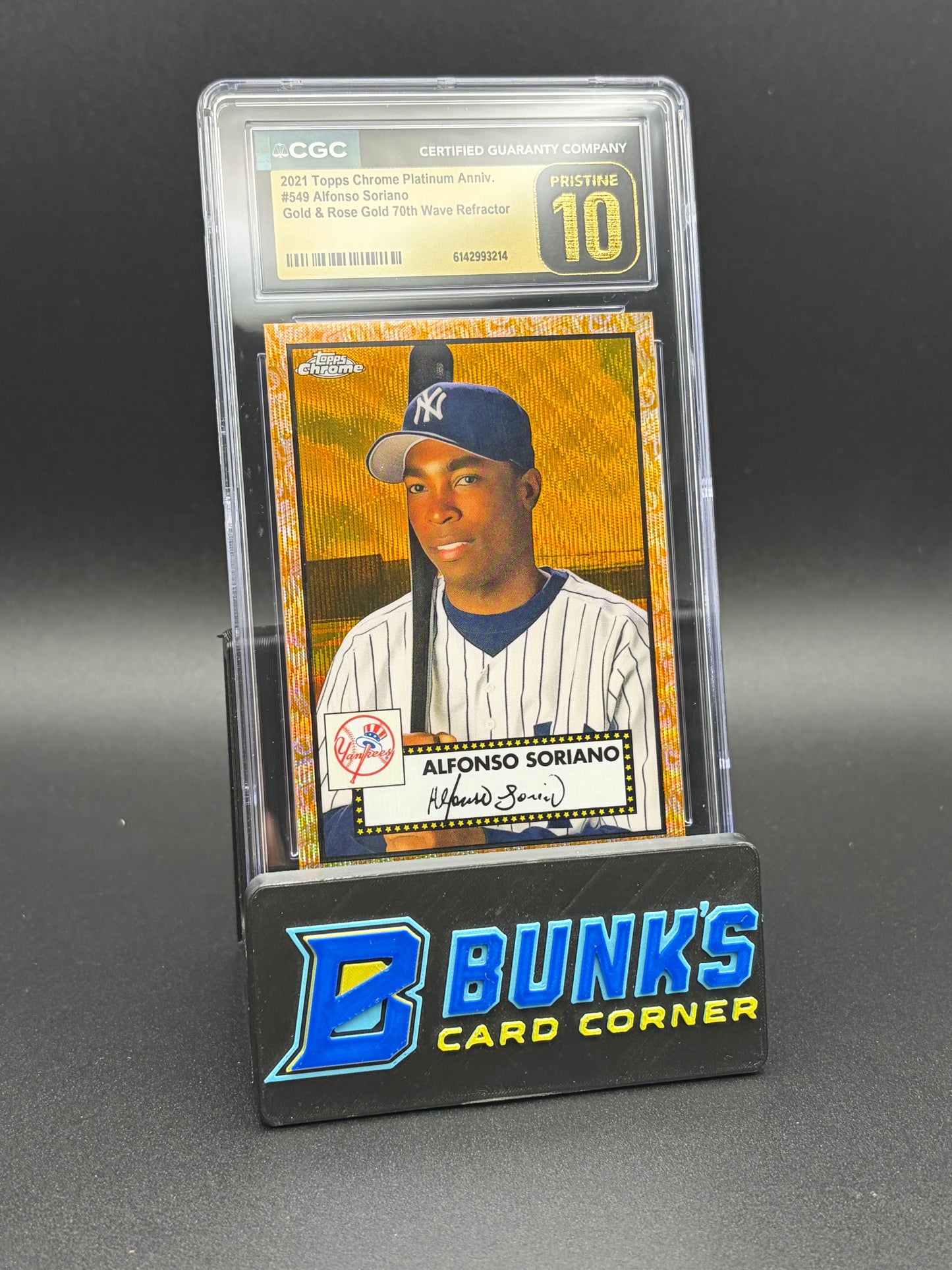 2021 Alfonso Soriano Gold & Gold 70th Wave Refractor CGC Pristine 10 3/50
