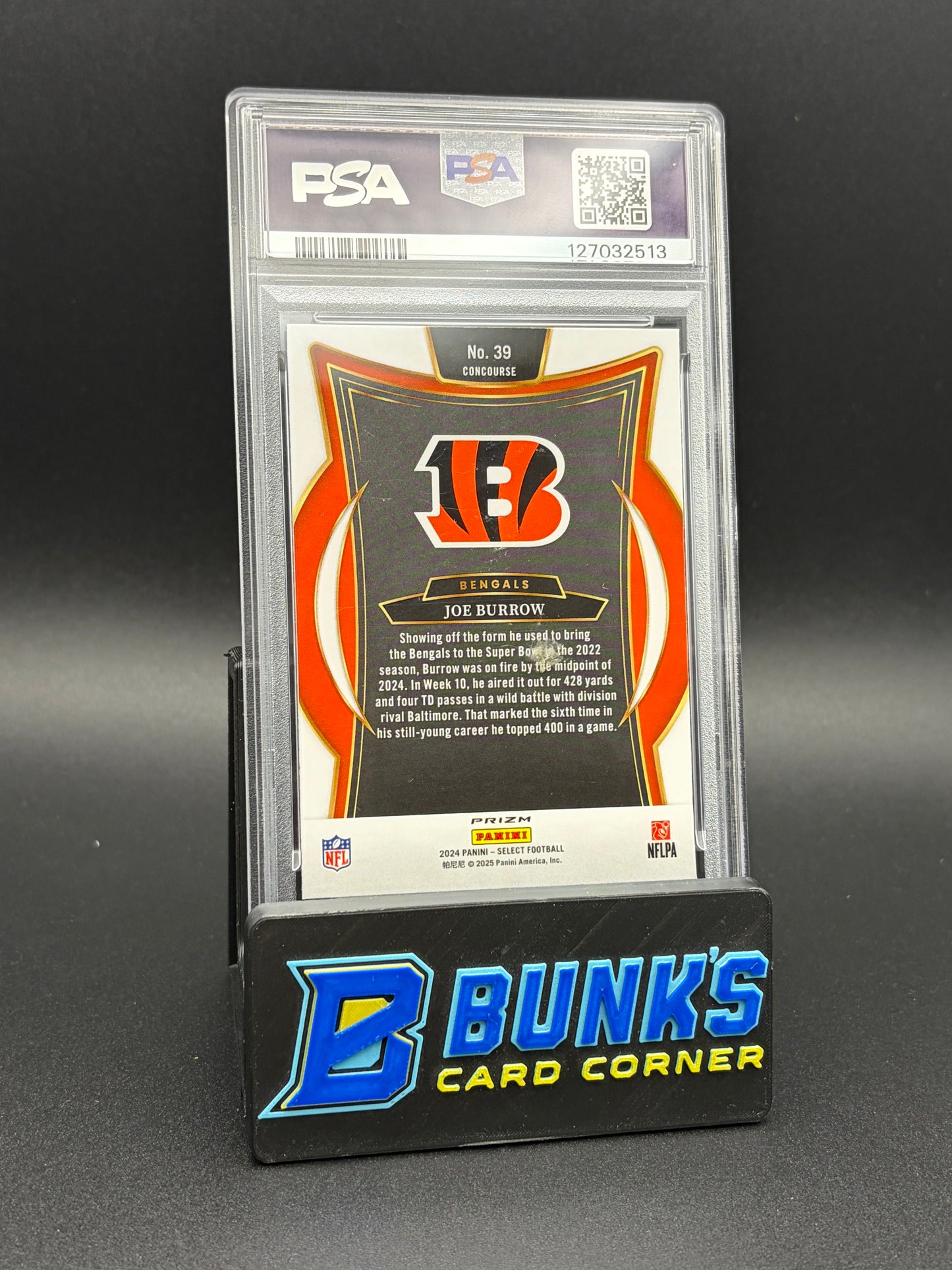 2024 Joe Burrow Red & Blue Shock Select PSA 10