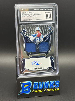 2025 Tyler Warren Dual Rookie Patch Auto Phoenix CGC AU Auto 10 RC 92/249