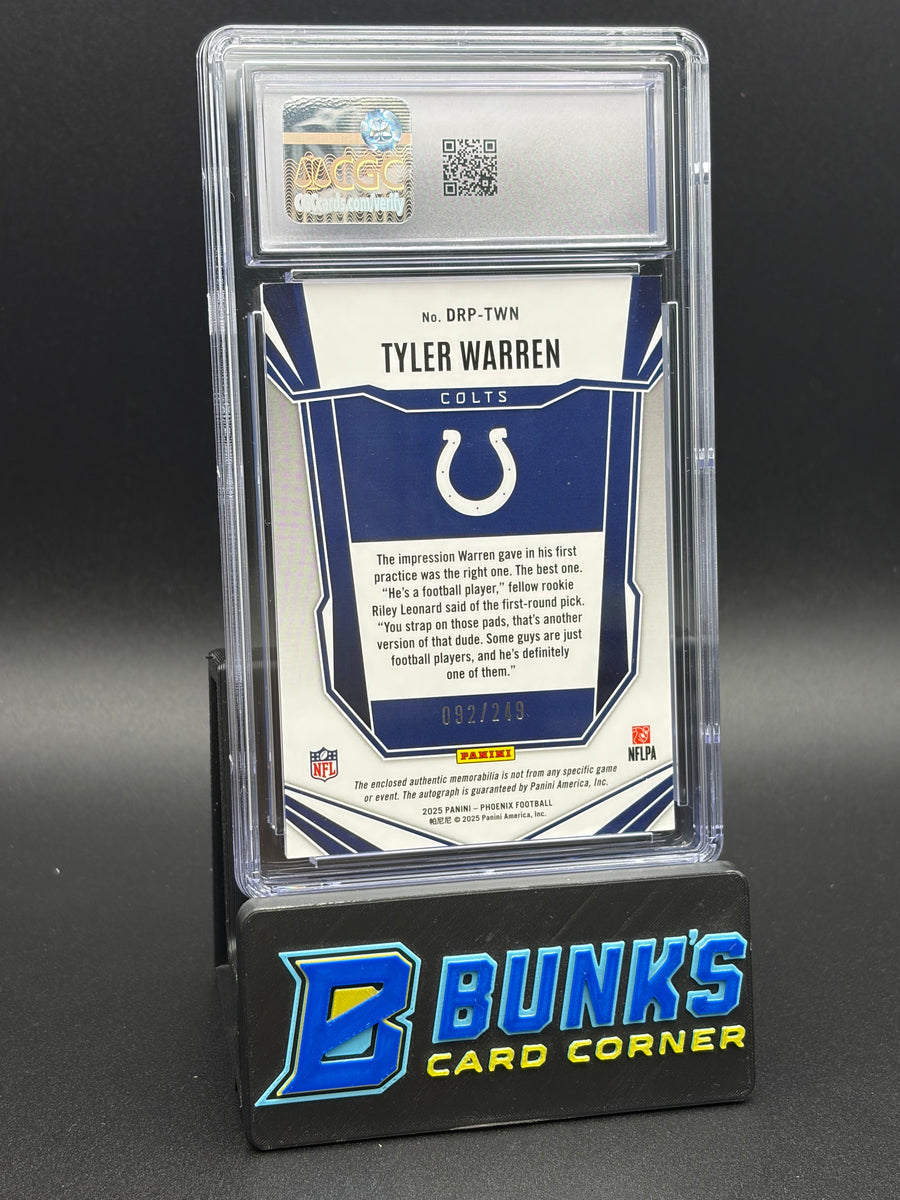 2025 Tyler Warren Dual Rookie Patch Auto Phoenix CGC AU Auto 10 RC 92/249