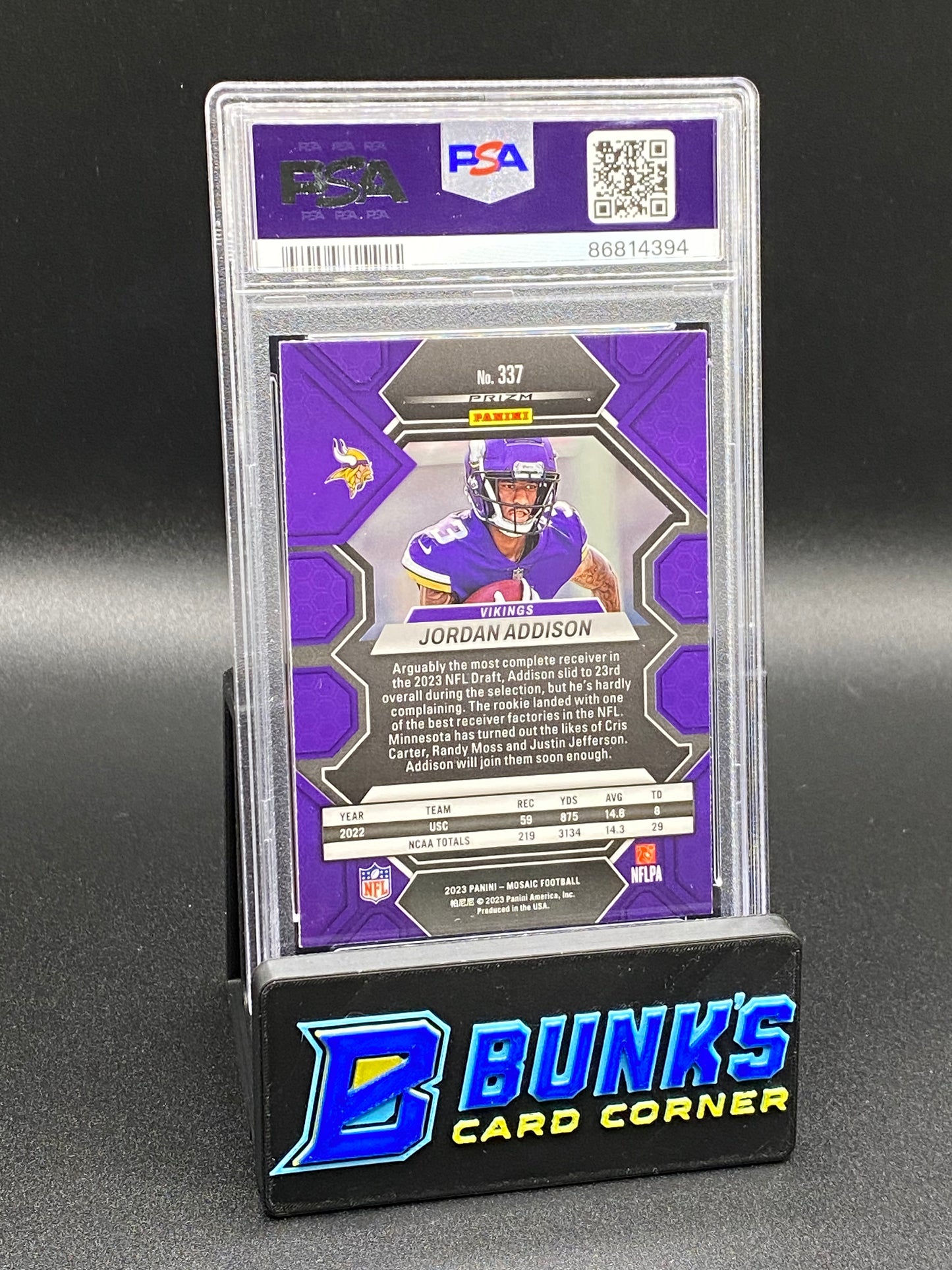 2023 Jordan Addison Silver No Huddle PSA 9