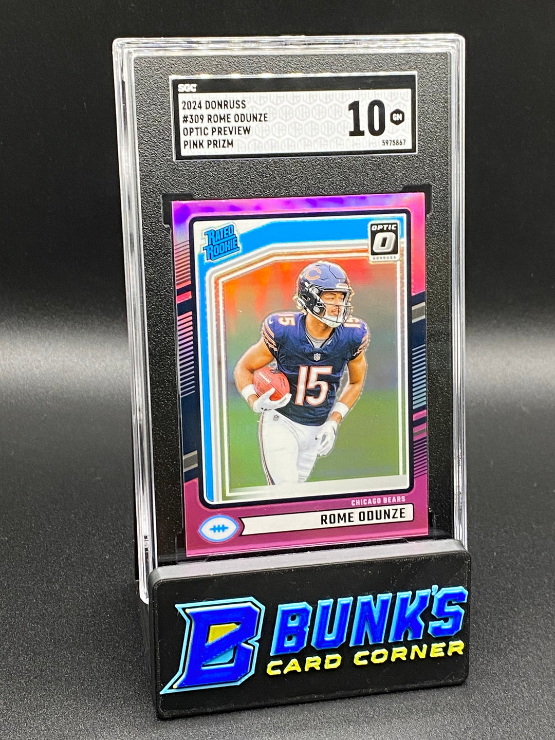 2024 Rome Odunze Optic Preview Pink Prizm SGC 10