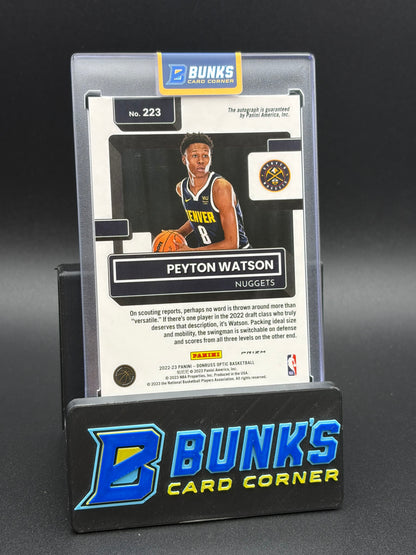 2022-23 Peyton Watson Donruss Optic Panini Purple Auto RC