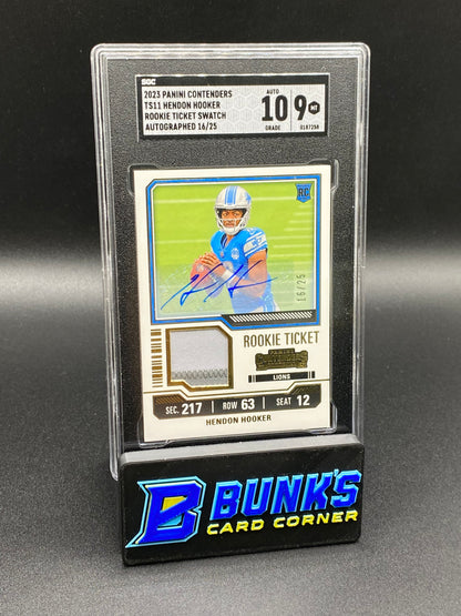 2023 Hendon Hooker Rookie Ticket Swatch Auto. 16/25 SGC 10/9