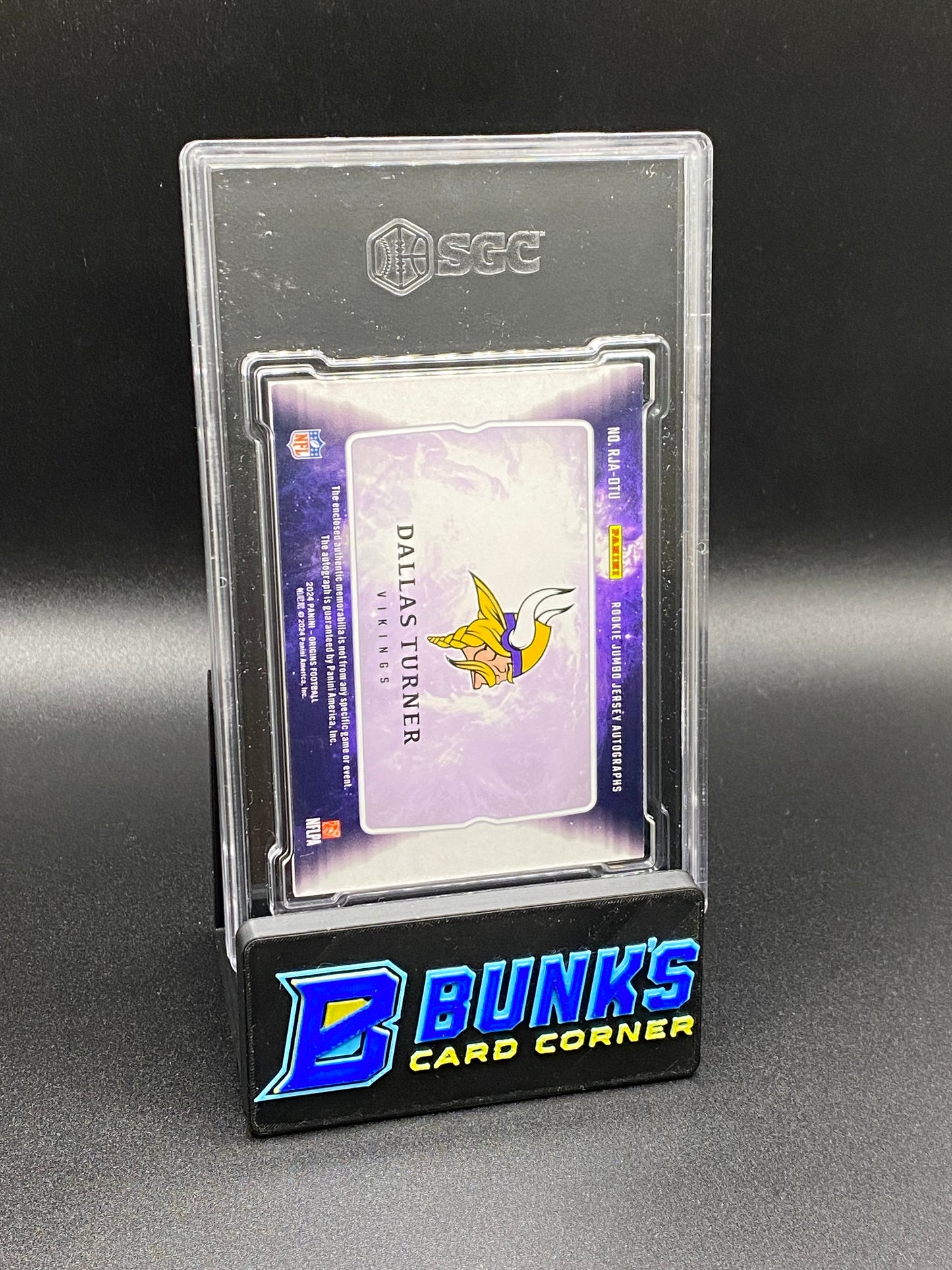 2024 Dallas Turner Rookie Jumbo Jersey Auto. SGC 10/9