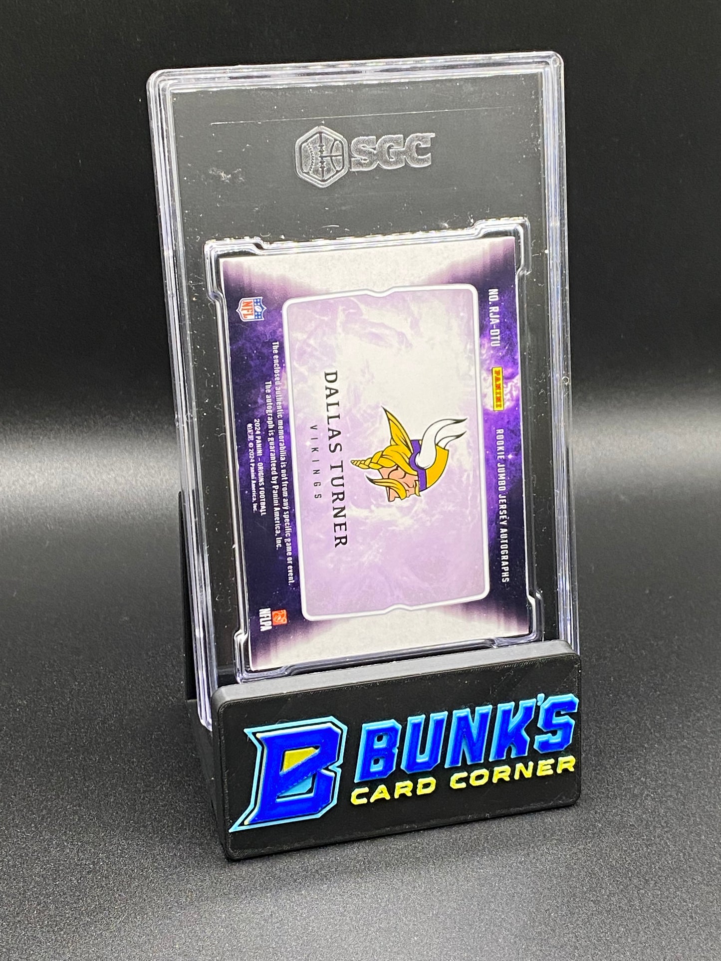 2024 Dallas Turner Rookie Jumbo Jersey Auto. SGC Authentic