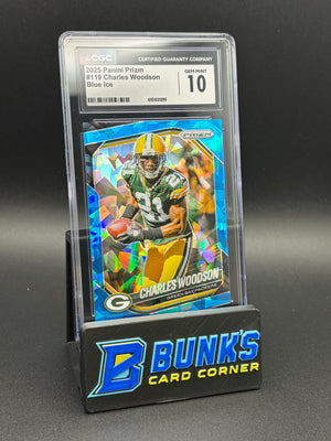 2025 Charles Woodson Blue Ice Panini Prizm CGC 10 79/99