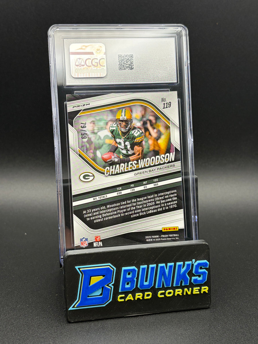 2025 Charles Woodson Blue Ice Panini Prizm CGC 10 79/99
