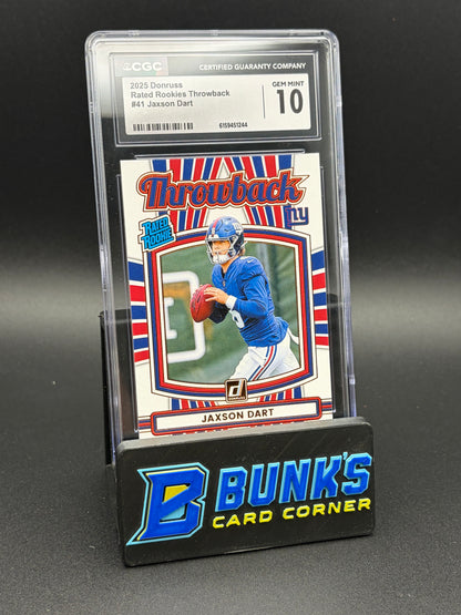 2025 Jaxson Dart Rated Rookies Throwback Donruss CGC 10